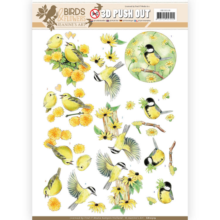 Yellow Birds - Birds and Flowers 3D-Push-Out Jeanine's Art
