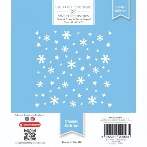 The Paper Boutique Sweetest Festivities - Lot de pochoirs 6 x 6 - Sweet Stars and Snowflakes