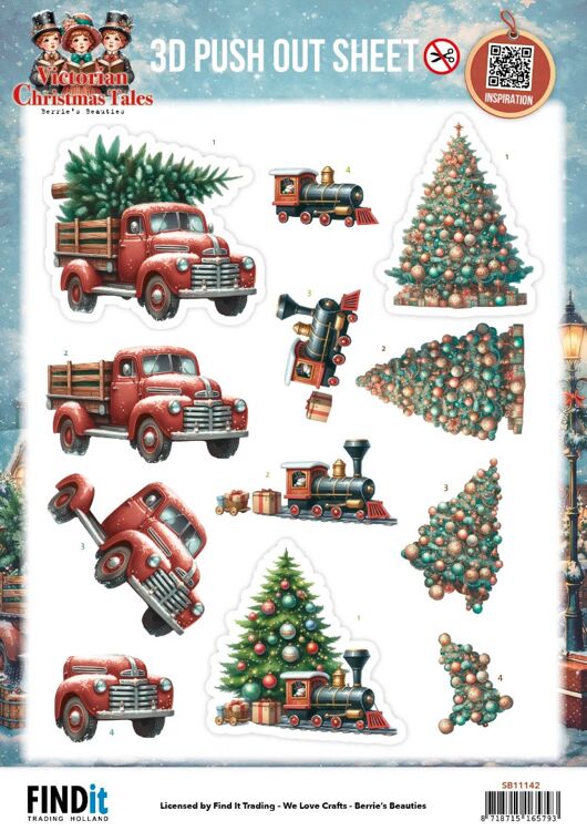 3D Pushout Sheet - Berries Beauties - Victorian Christmas Tales - Underneath The Christmas Tree