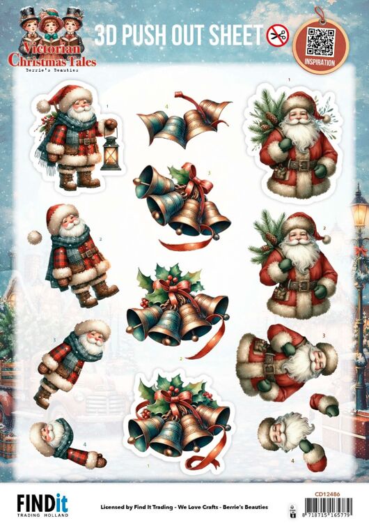 3D Pushout Sheet - Berries Beauties - Victorian Christmas Tales - Timeless Christmas Bells