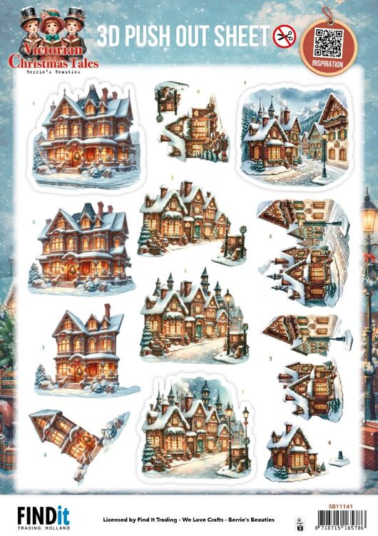 3D Pushout Sheet - Berries Beauties - Victorian Christmas Tales - Home for Christmas
