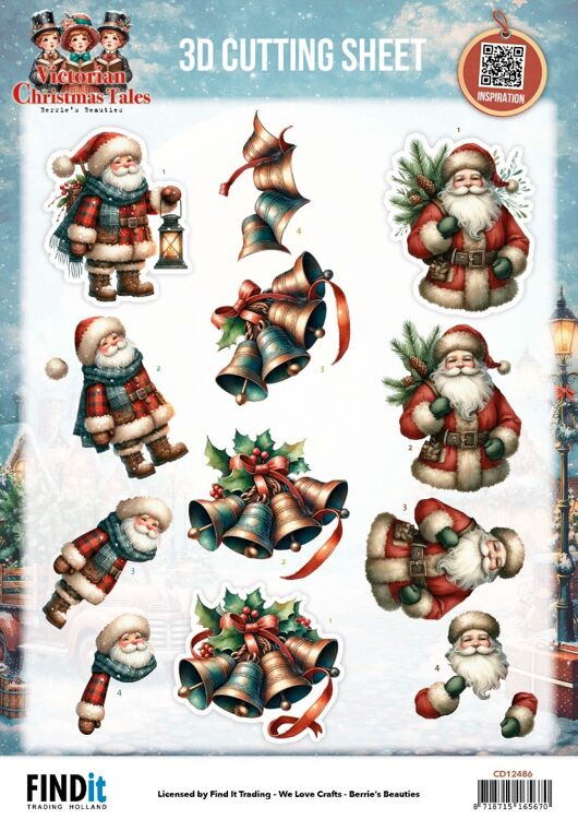 3D Cutting Sheet - Berries Beauties - Victorian Christmas Tales - Timeless Christmas Bells