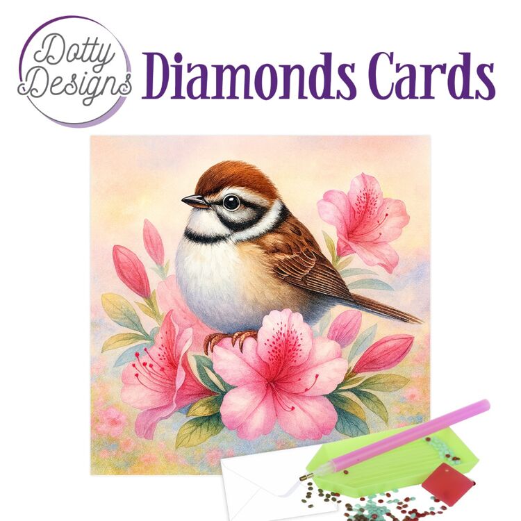 Doty Designs Diamond Cards - Blush Blossom Sparrow