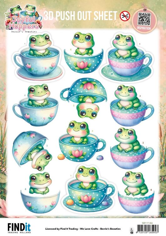 3D Pushout Sheet - Berries Beauties - Joyful Hoppers - A Cup Of Frog