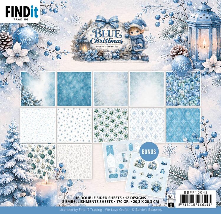 Paperpack – Berries Beauties – Blue Christmas 20 x 20 cm