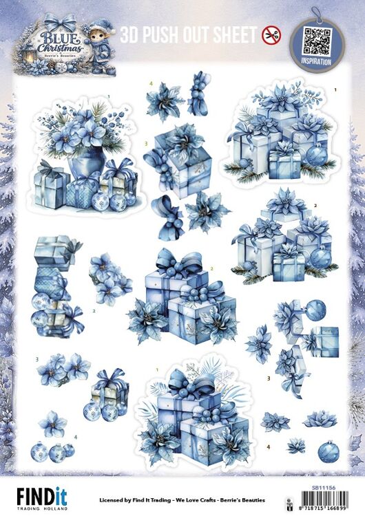 3D-Pushout-Bogen – Berries Beauties – Blue Christmas – Weihnachtsgeschenke