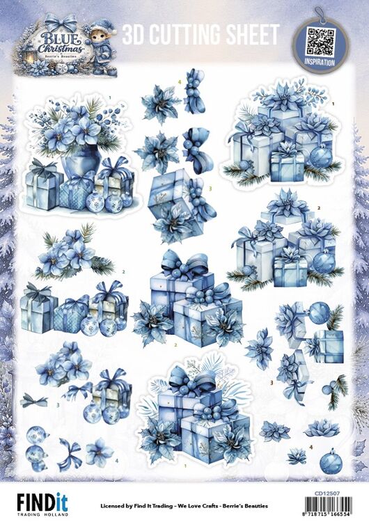 3D-Stanzbogen – Berries Beauties – Blue Christmas – Weihnachtsgeschenke