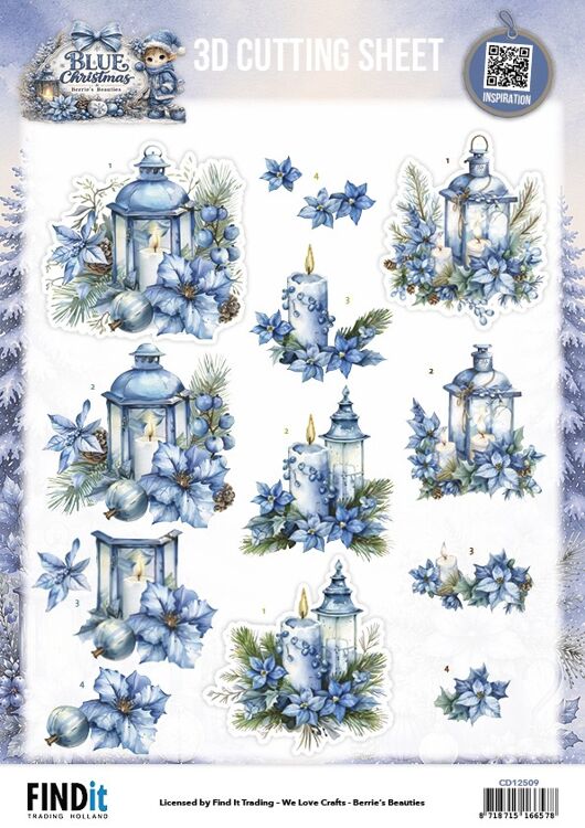 3D-Stanzbogen – Berries Beauties – Blue Christmas – Weihnachtslaternen