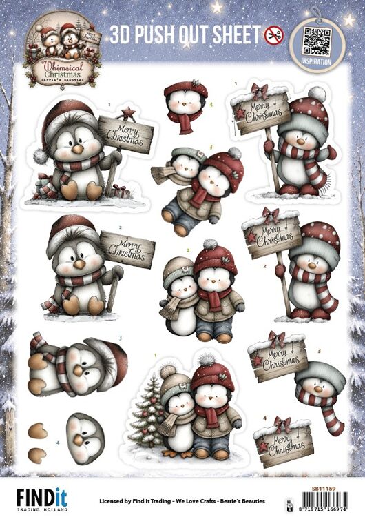 3D-Pushout-Bogen – Berries Beauties – Whimsical Christmas – Pinguine