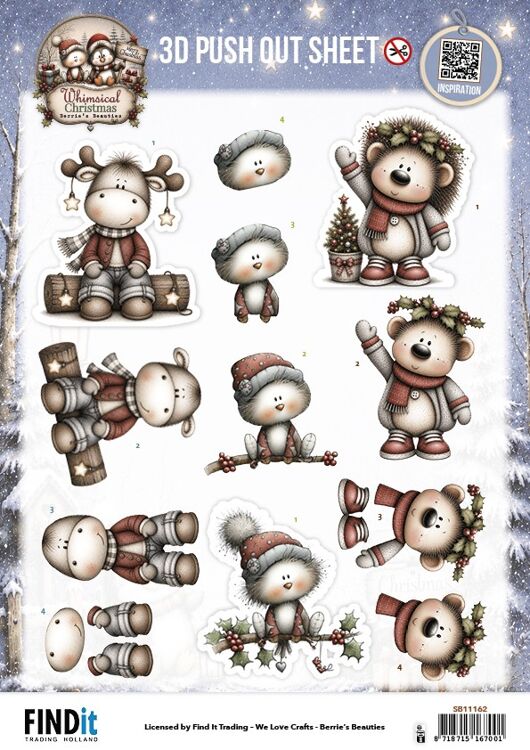 3D-Pushout-Bogen – Berries Beauties – Whimsical Christmas – Furry Friends