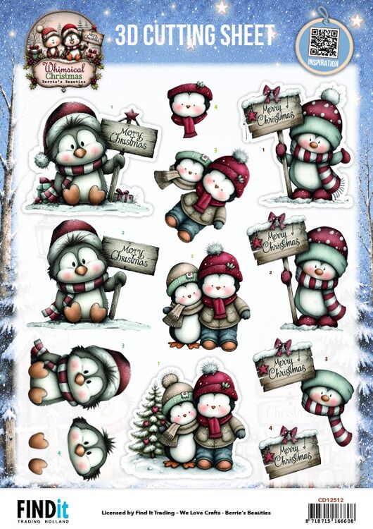 3D-Stanzbogen – Berries Beauties – Whimsical Christmas – Pinguine
