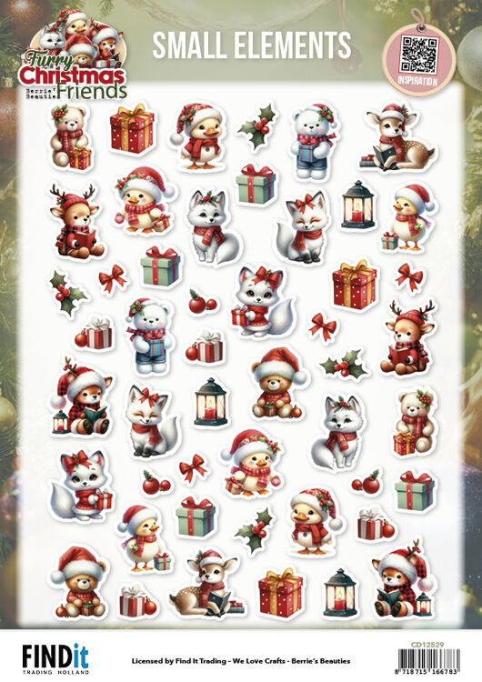 Cutting Sheet - Berries Beauties - Furry Christmas Friends - Small Elements